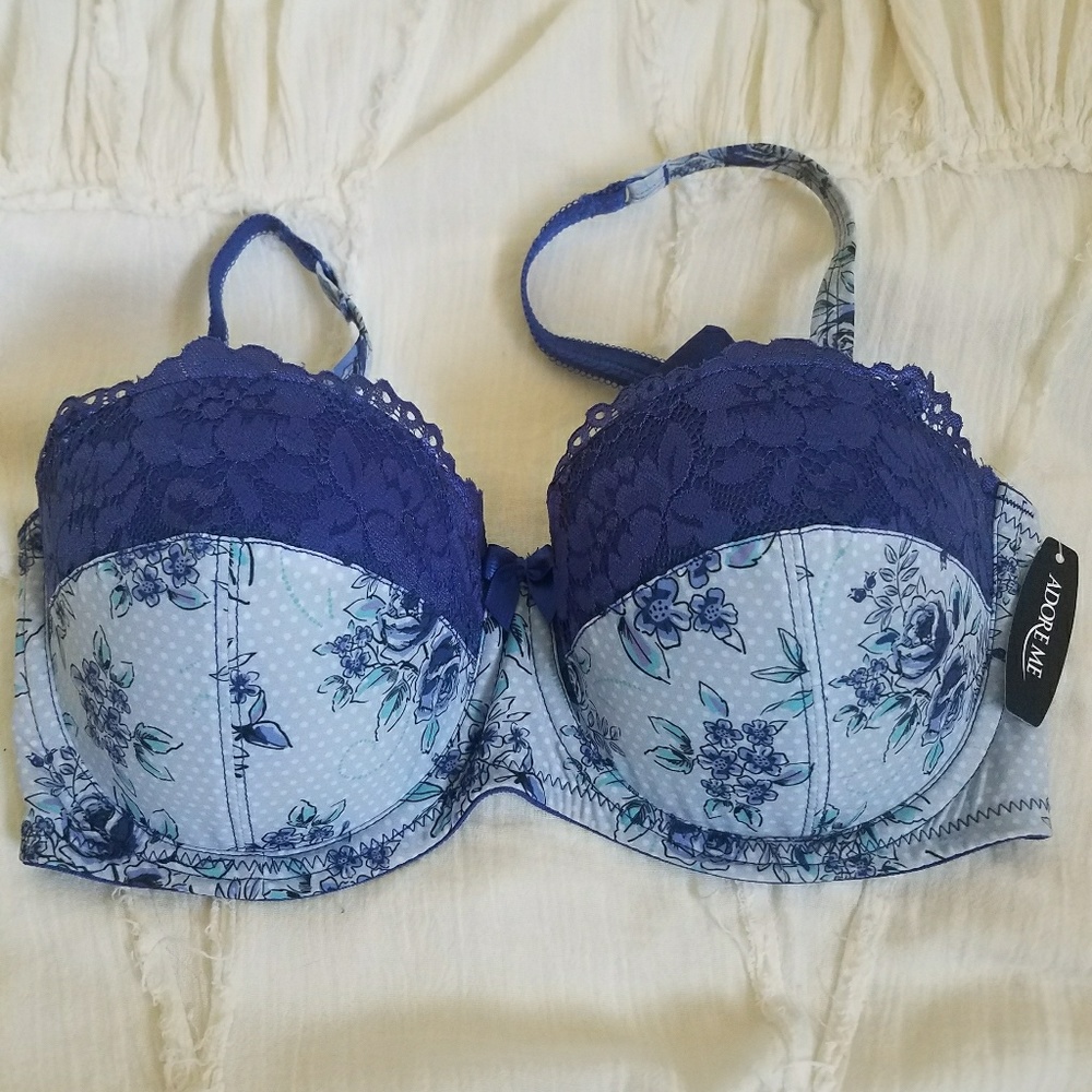 Adore Me Blue Floral 32DD Bra